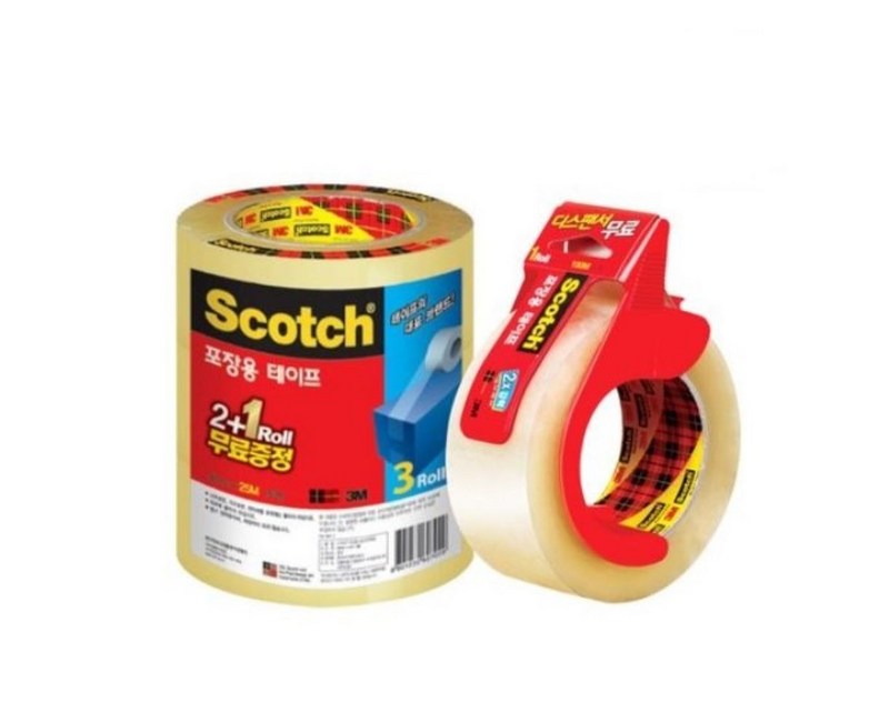 스카치 포장 박스 테이프 48mm x 25m 3625V 2+1 + 48mm x 100m 3615 + 디스펜서